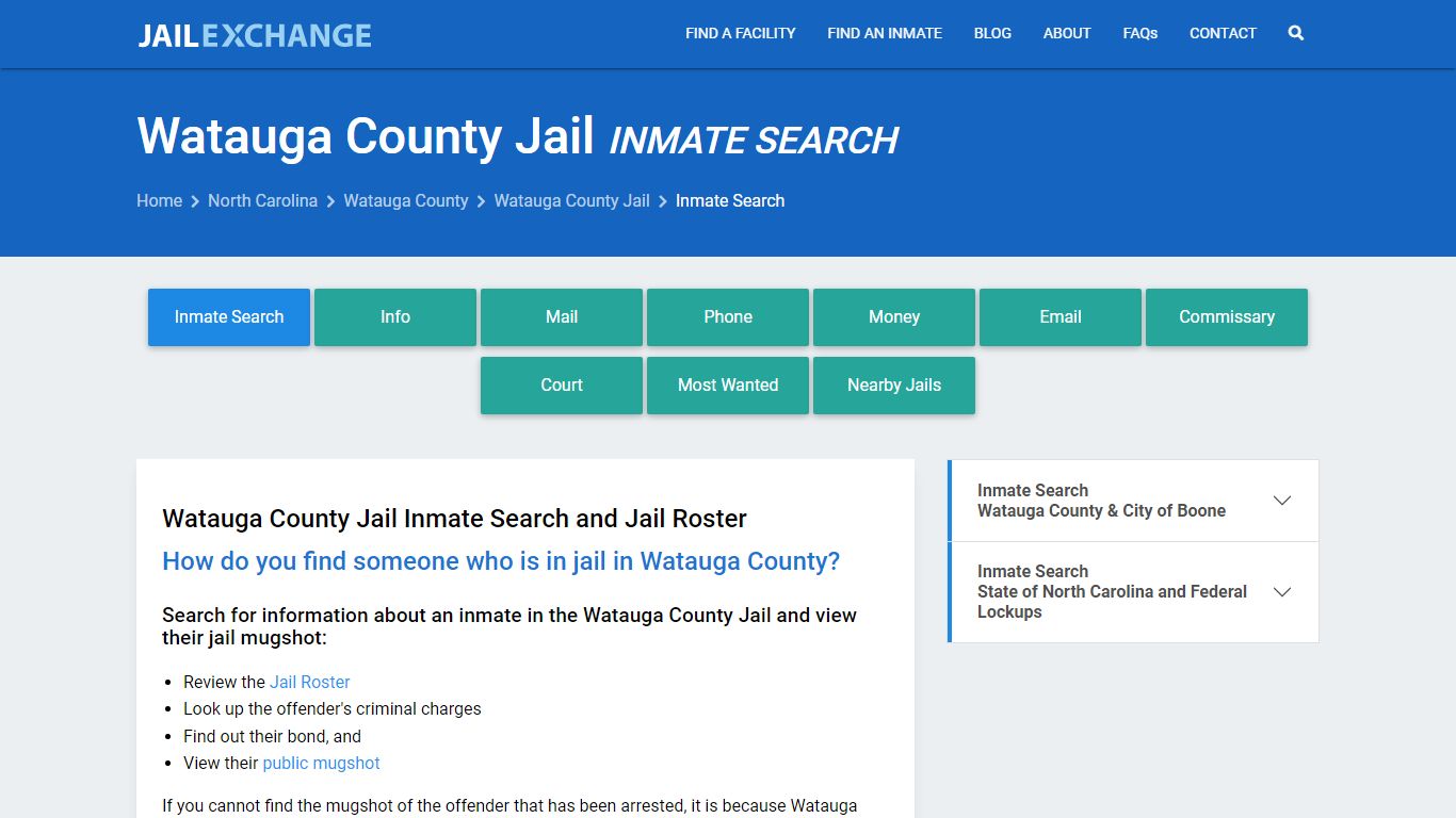 Inmate Search: Roster & Mugshots - Watauga County Jail, NC - Jail Exchange